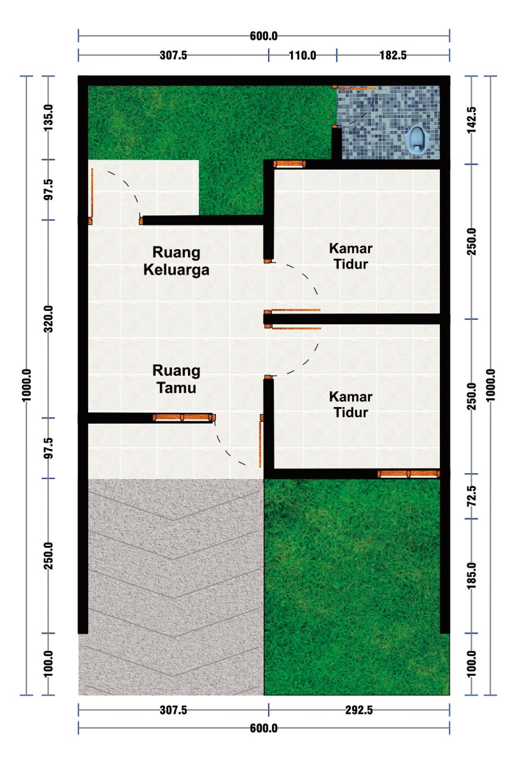 foto denah rumah tipe tpe subsidi perumahan GRIYA GADING RAYA