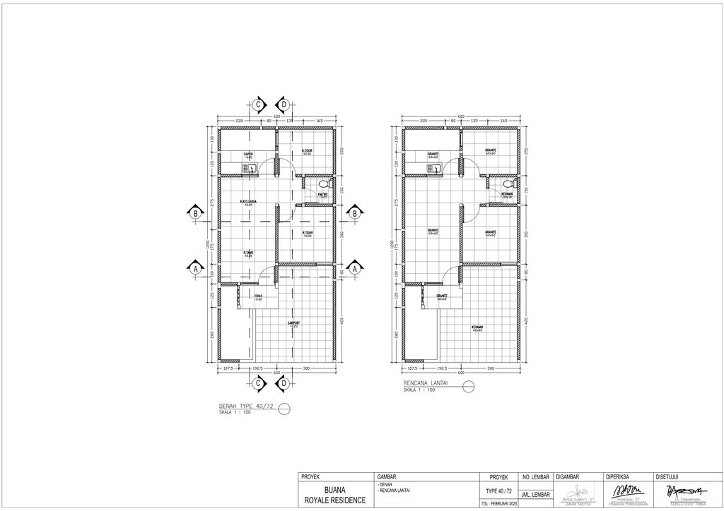 foto denah rumah tipe 40/72 KOMERSIL perumahan PERUMAHAN BUANA ROYALE RESIDENCE