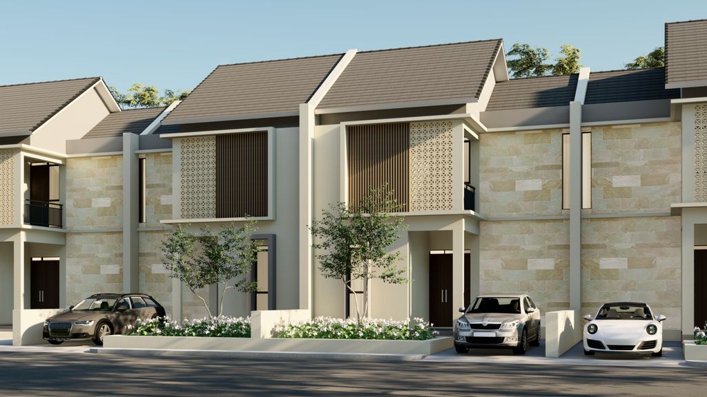 foto tampak rumah tipe 80 perumahan Athena Residence