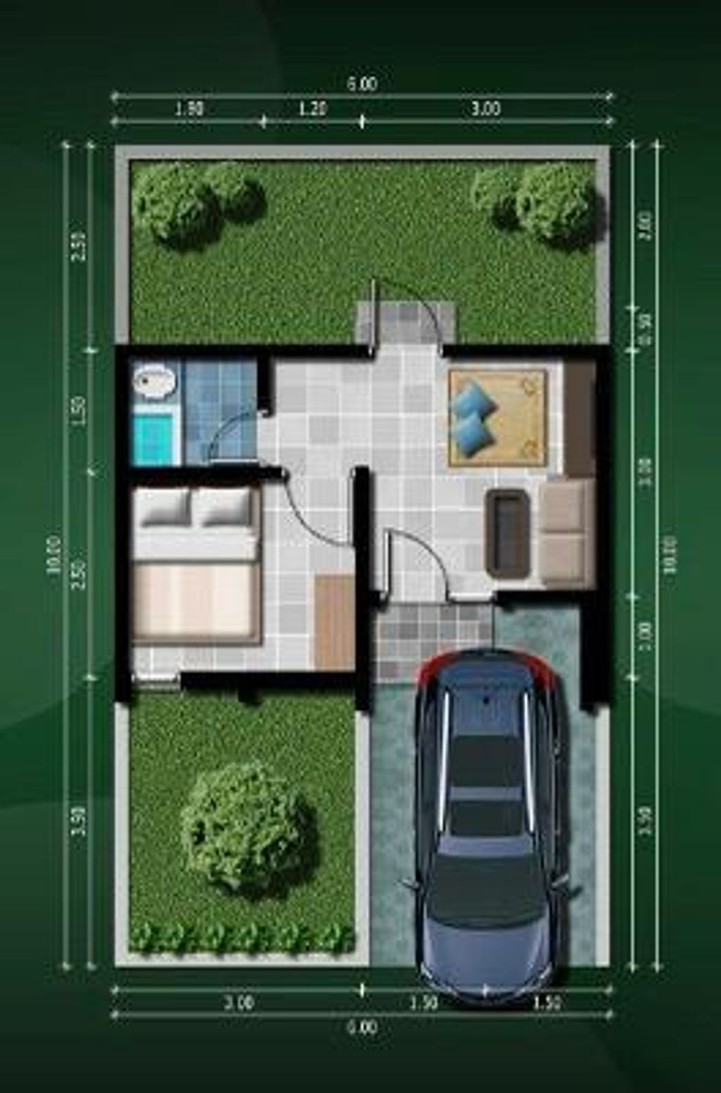foto denah rumah tipe 22/60 perumahan GRAND ROYAL CERME 2A