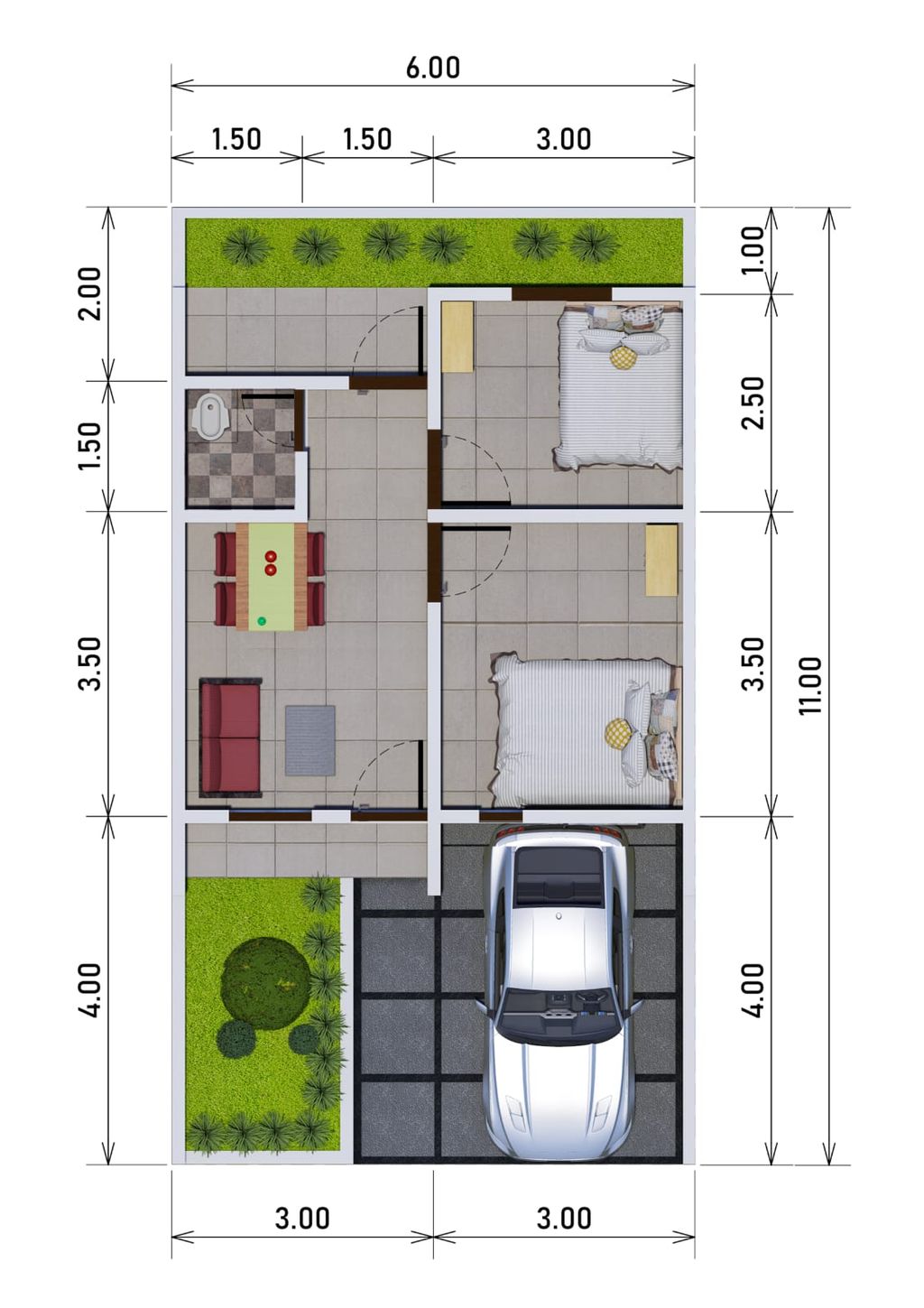 foto denah rumah tipe SAFIR 36/66 perumahan Perum Puri Singkup Indah