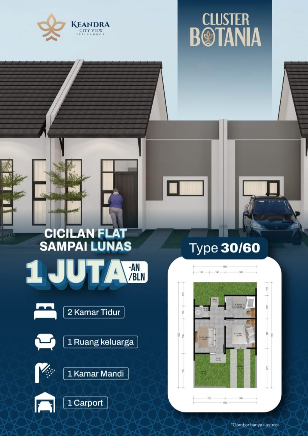 foto tampak rumah tipe BOTANIA perumahan KEANDRA CITY VIEW
