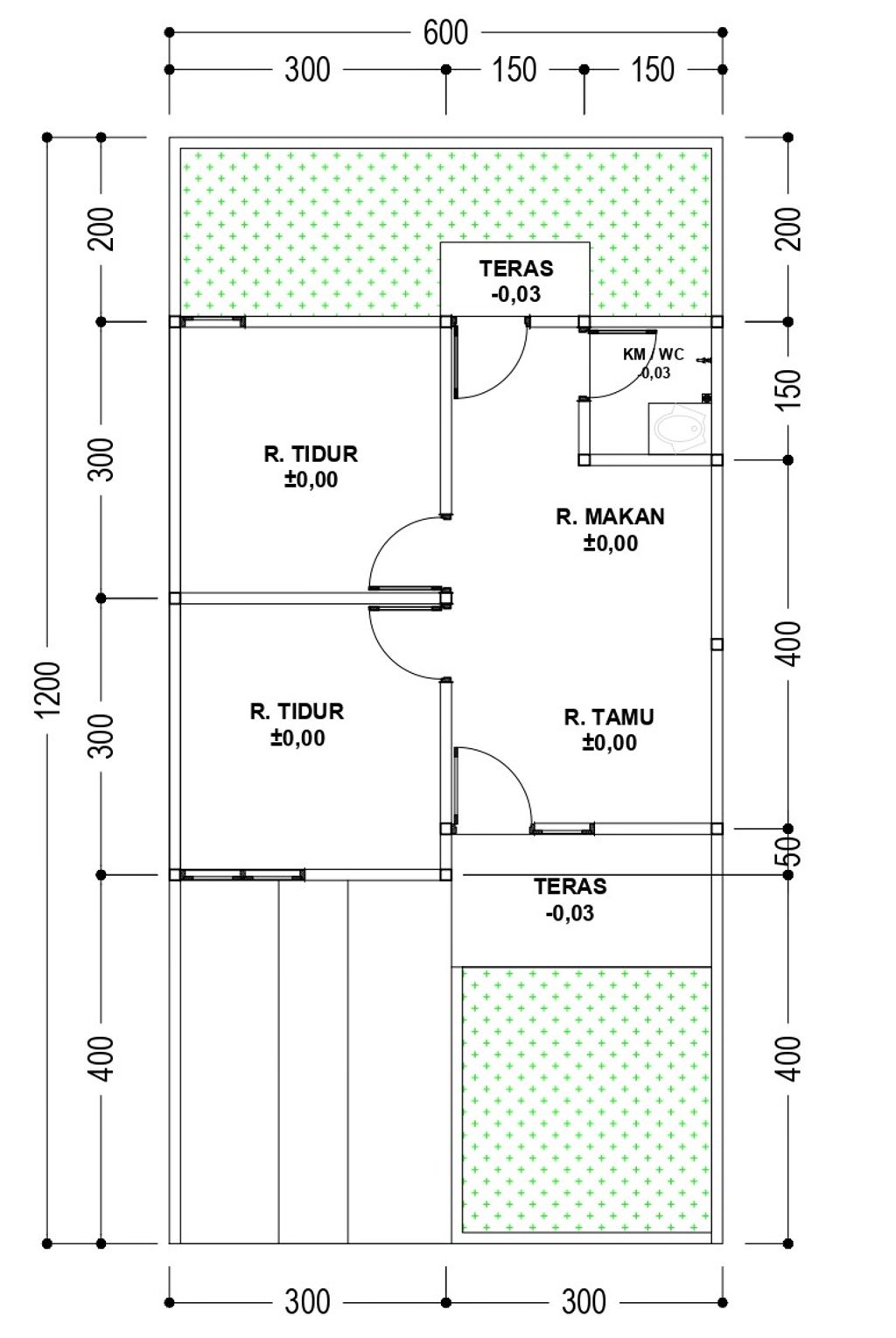 foto denah rumah tipe 36/72 perumahan BUMI CENDANA PARANGBANOA
