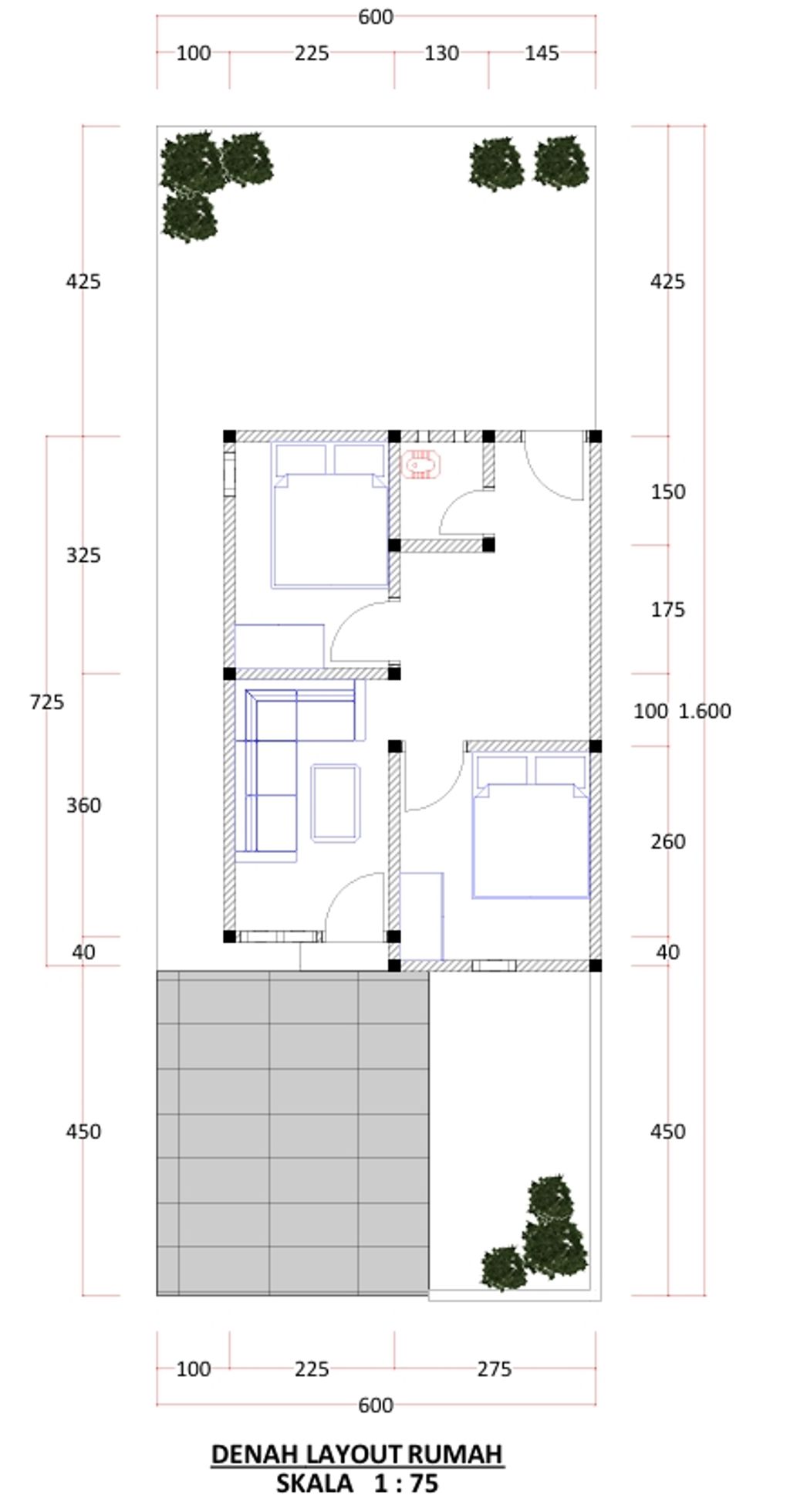 foto denah rumah tipe 36/96 (6x16) perumahan BUKIT BALIASE INDAH 5 TAHAP 3