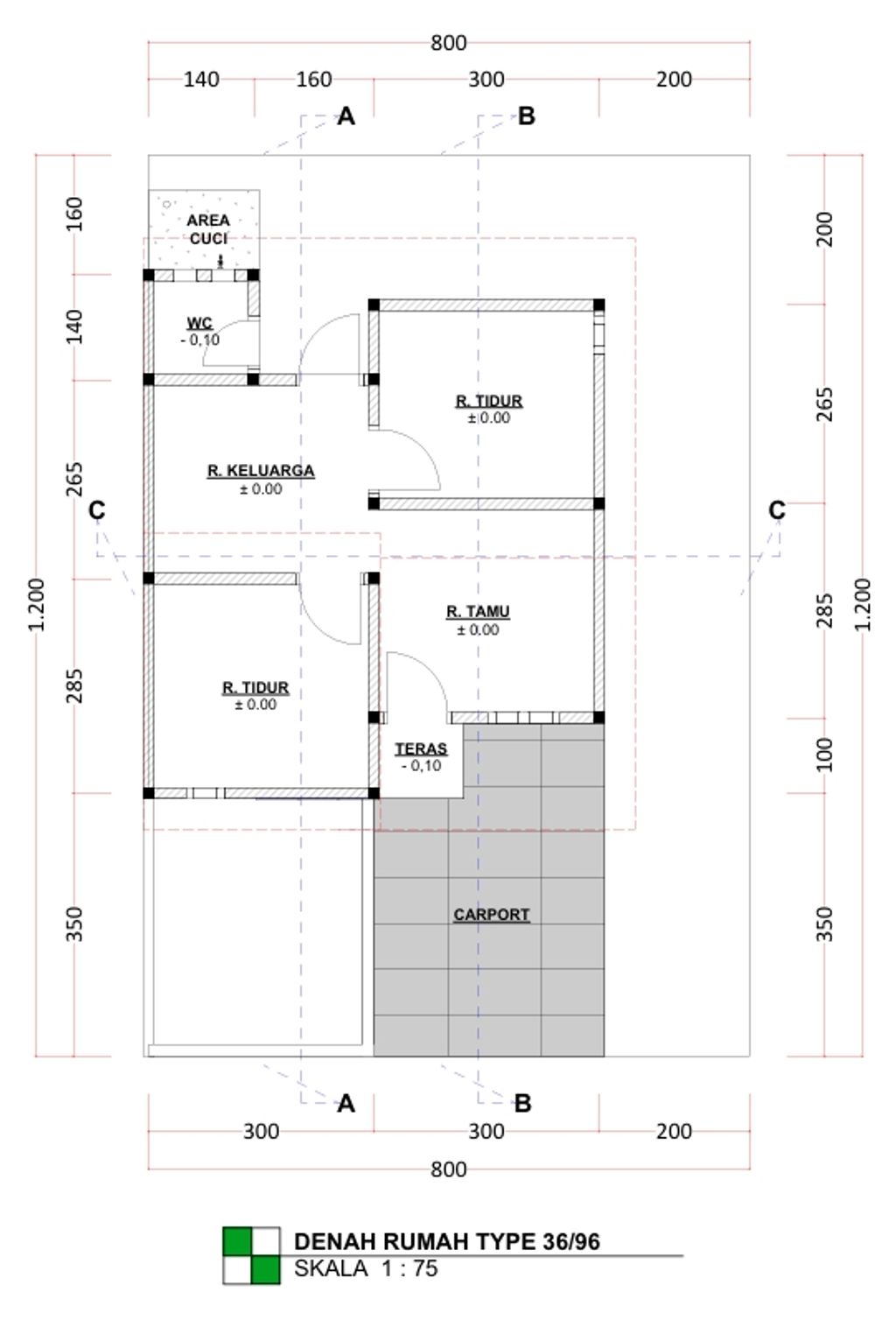 foto denah rumah tipe 36/96 perumahan BUKIT BALIASE INDAH 5 TAHAP 3