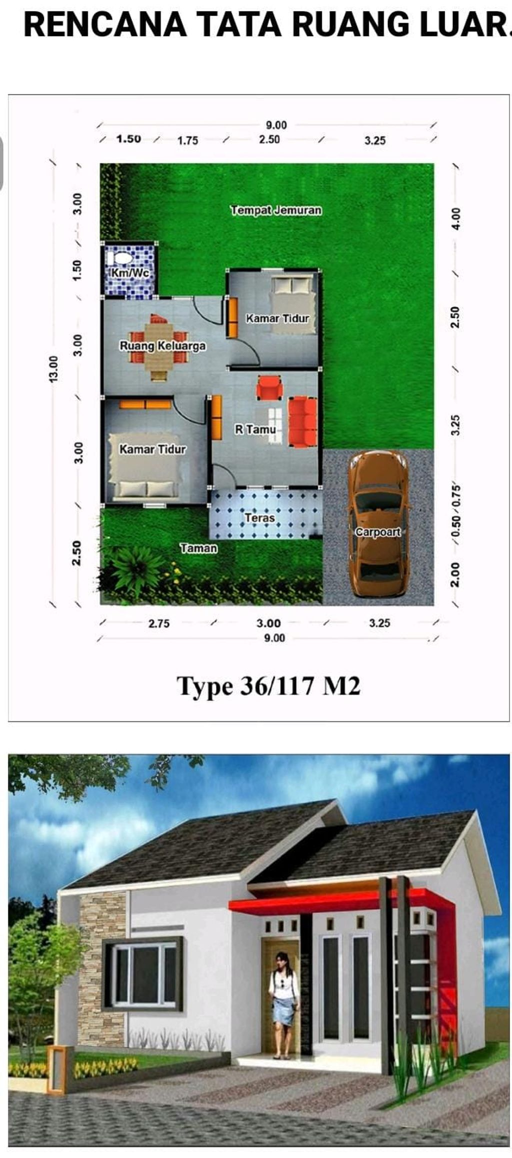foto denah rumah tipe 36 (SUBSIDI) perumahan PERUMAHAN ANAK RANTAU RESIDENCE V