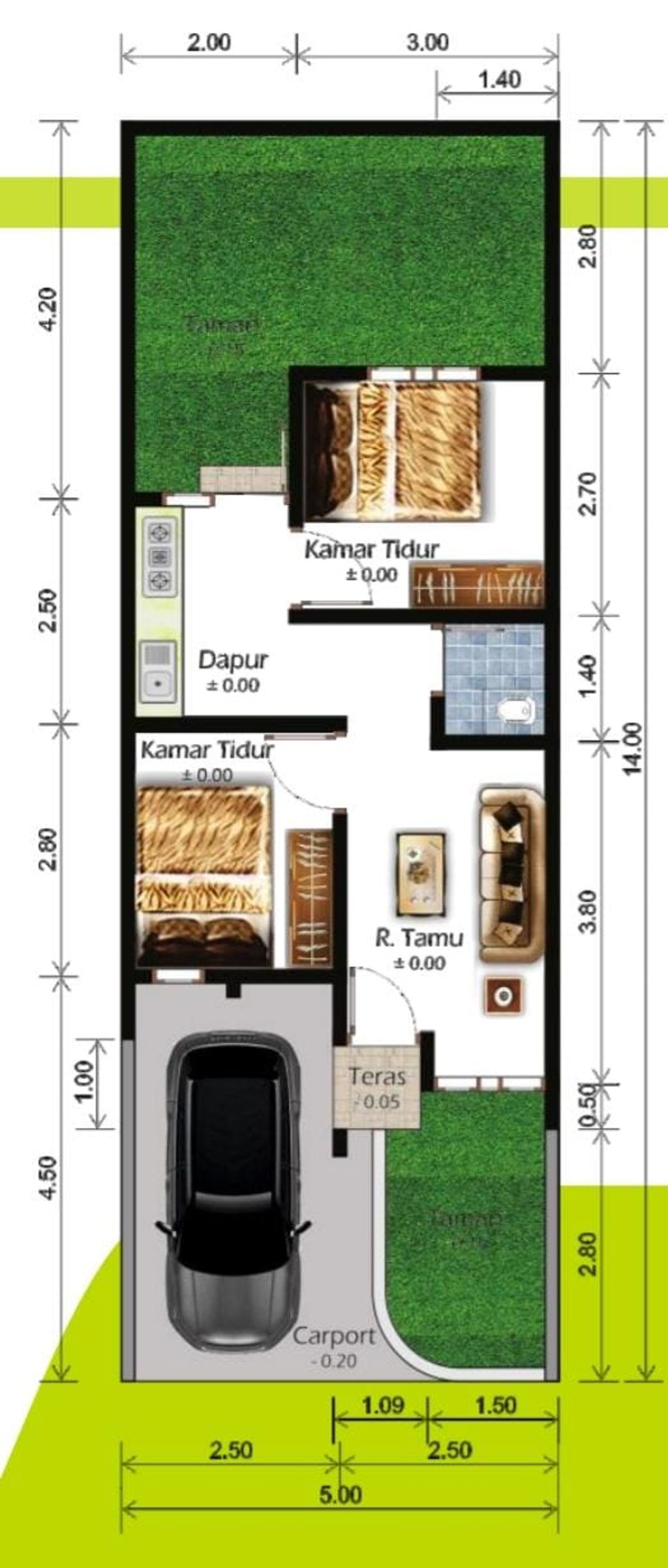 foto denah rumah tipe 36 (2025) perumahan Bukit Puri Asri (SKMA)