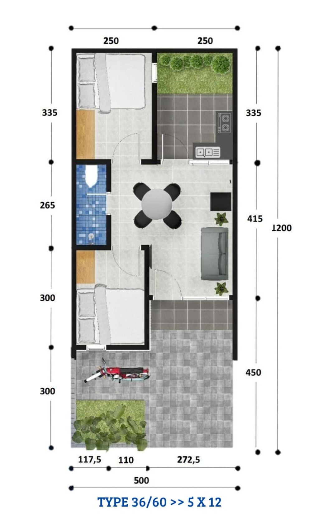 foto denah rumah tipe 36 perumahan Pesona Casa Bella