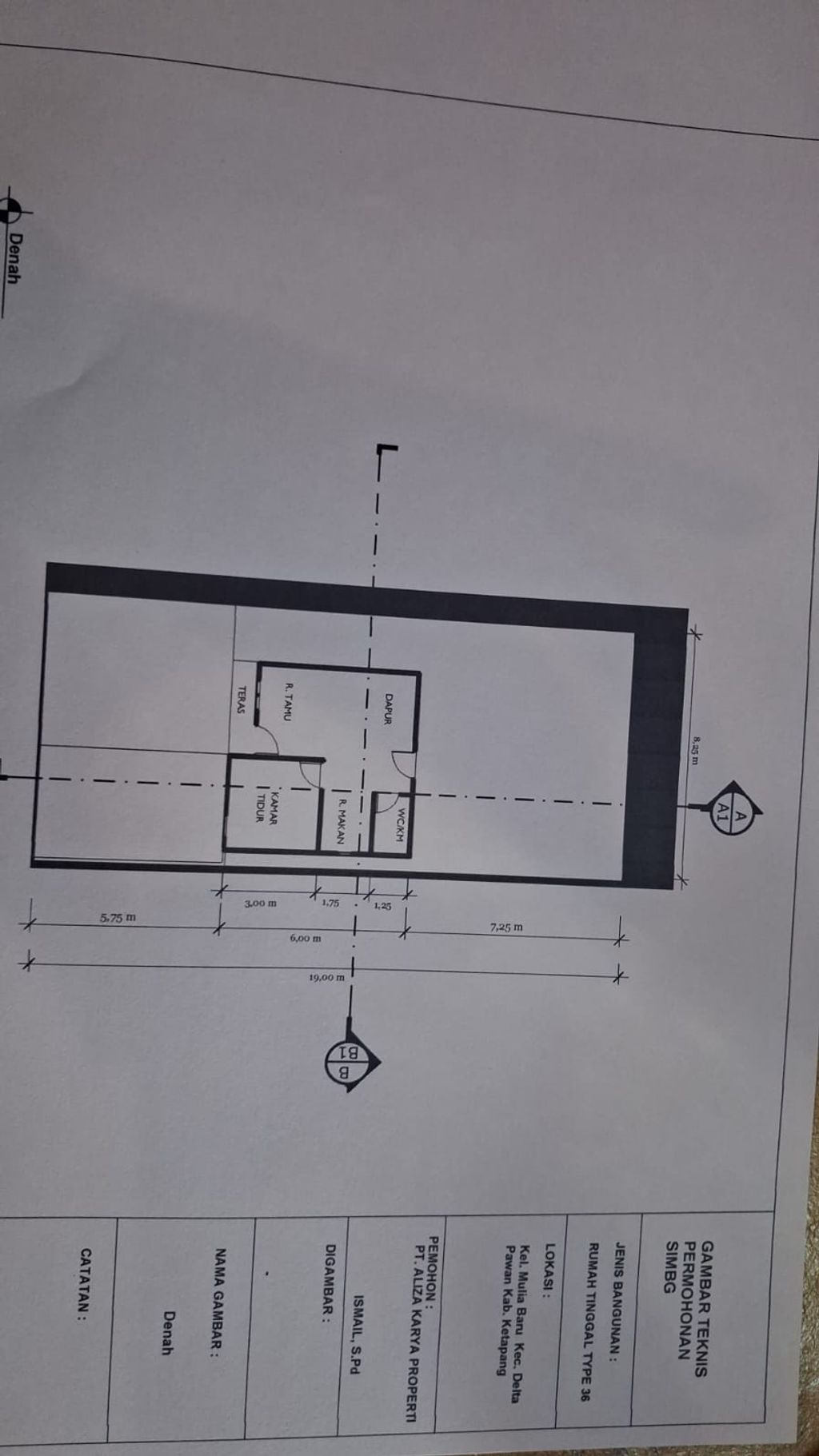 foto denah rumah tipe 36 perumahan ALIZA KARYA