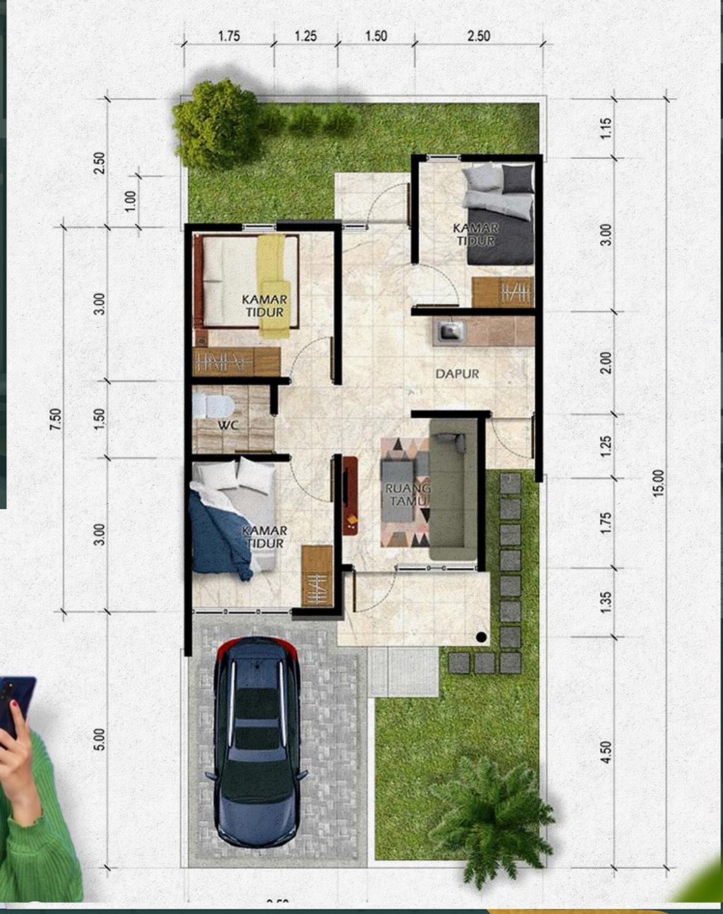 foto denah rumah tipe 55/105 perumahan PERUMAHAN BUMI INDRALOKA