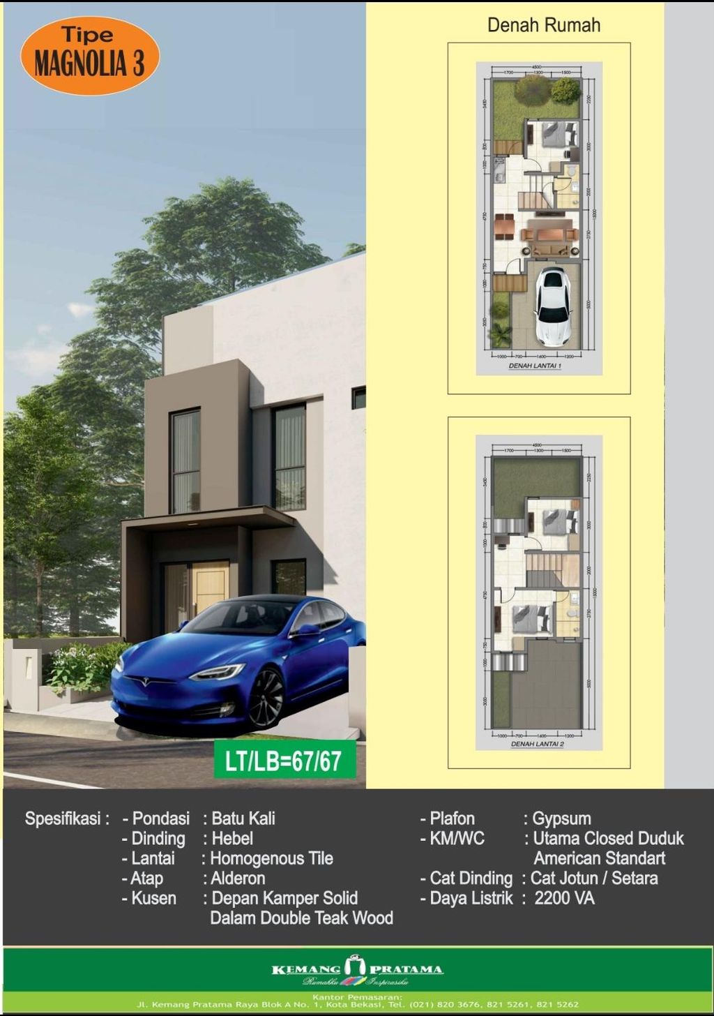 foto denah rumah tipe MAGNOLIA 3 perumahan KEMANG PRATAMA - 2-5