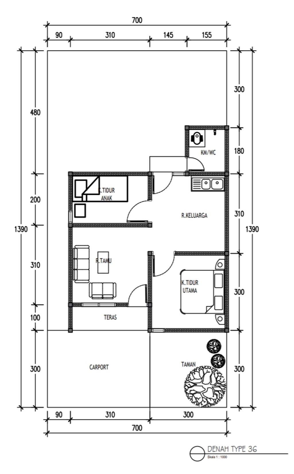 foto denah rumah tipe 36 RSH perumahan GRIYA SEJAHTERA 2