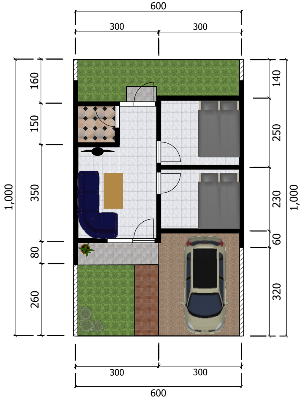 foto denah rumah tipe SUBSIDI perumahan Grand Mutiara Bougenville