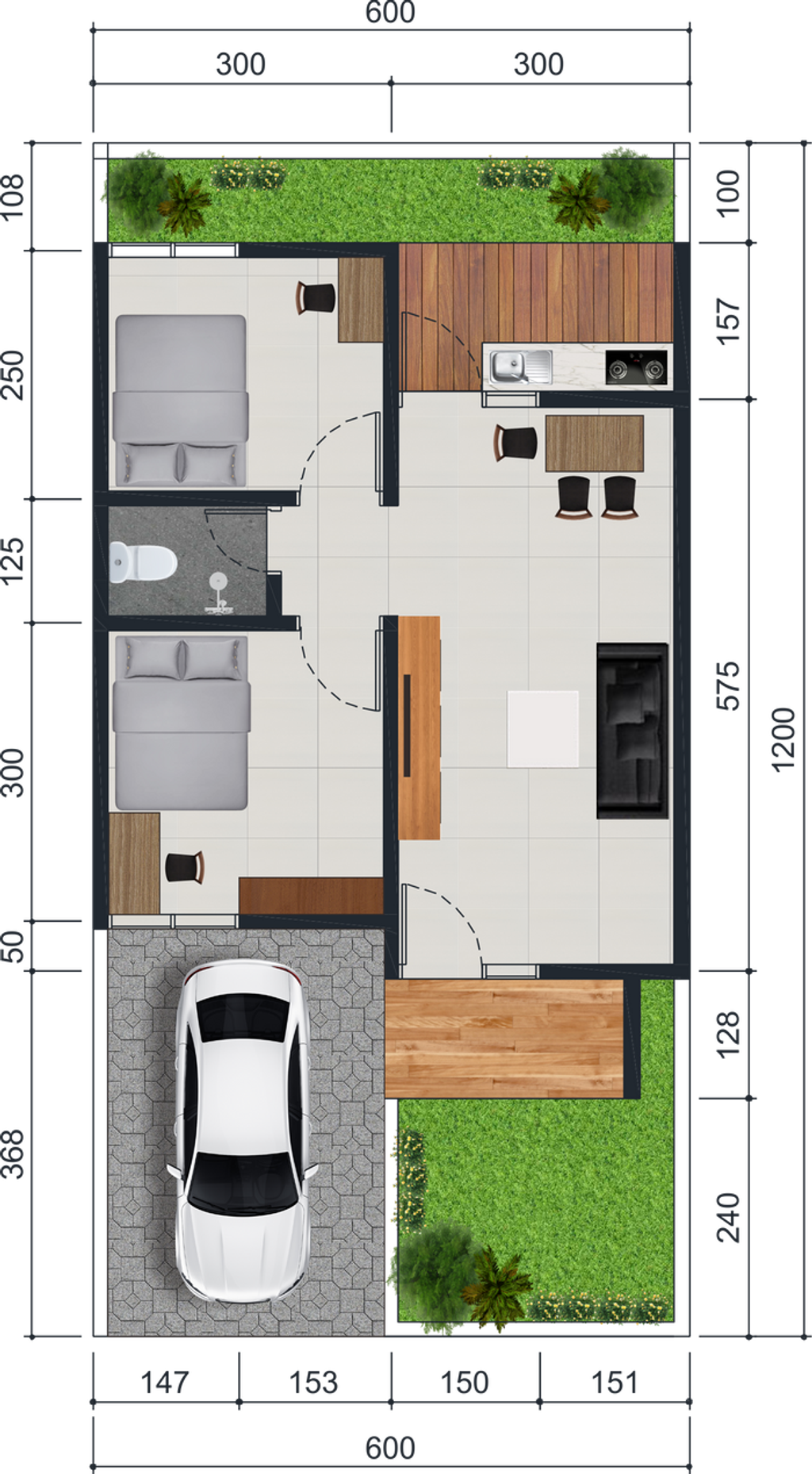 foto denah rumah tipe Rumah Subsidi 36/72 perumahan Cibenda Residence