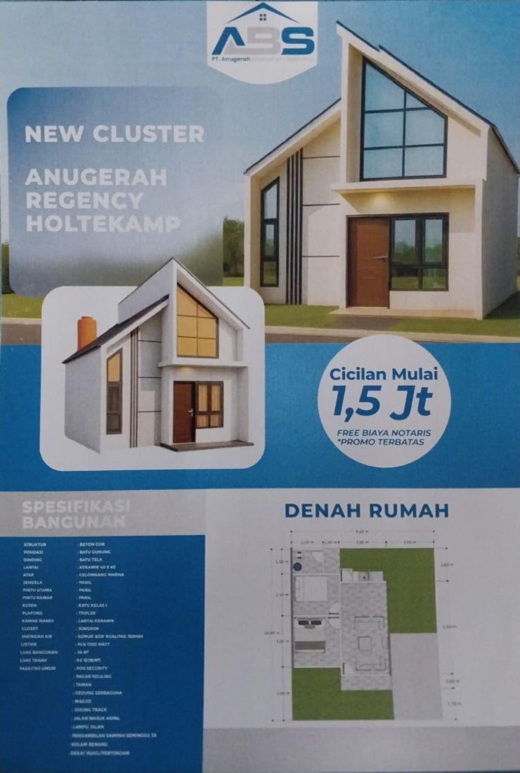 foto denah rumah tipe 36 perumahan ANUGERAH REGENCY HOLTEKAM 5