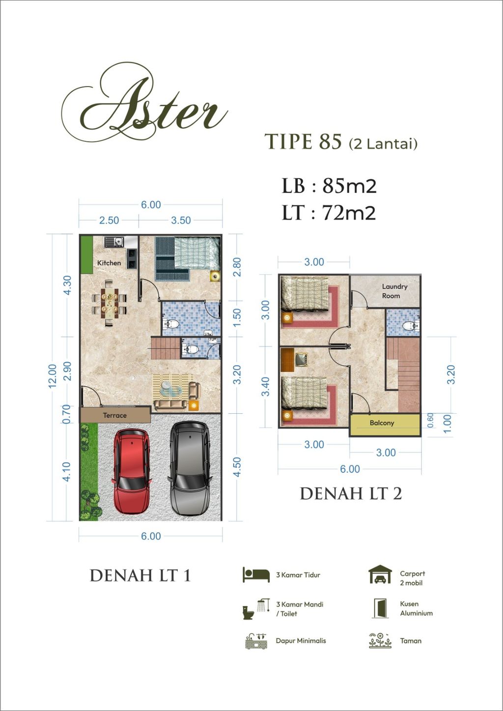 foto denah rumah tipe 85 perumahan Panaikang Town House