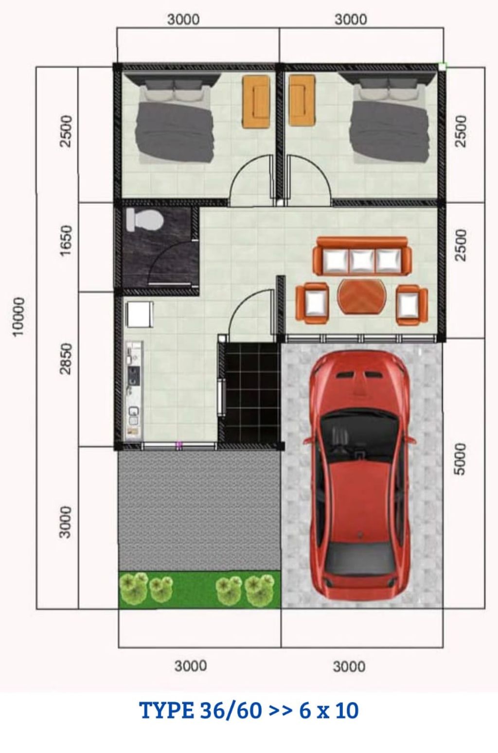 foto denah rumah tipe 40 perumahan Pesona Casa Bella