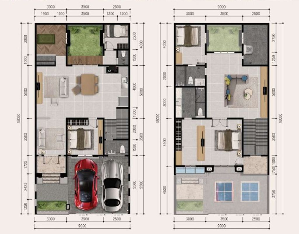 foto denah rumah tipe Jumeira 225 perumahan Permatajingga - the west area