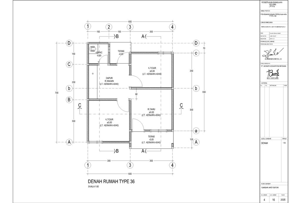 foto denah rumah tipe 36 perumahan Griya Bersama 2