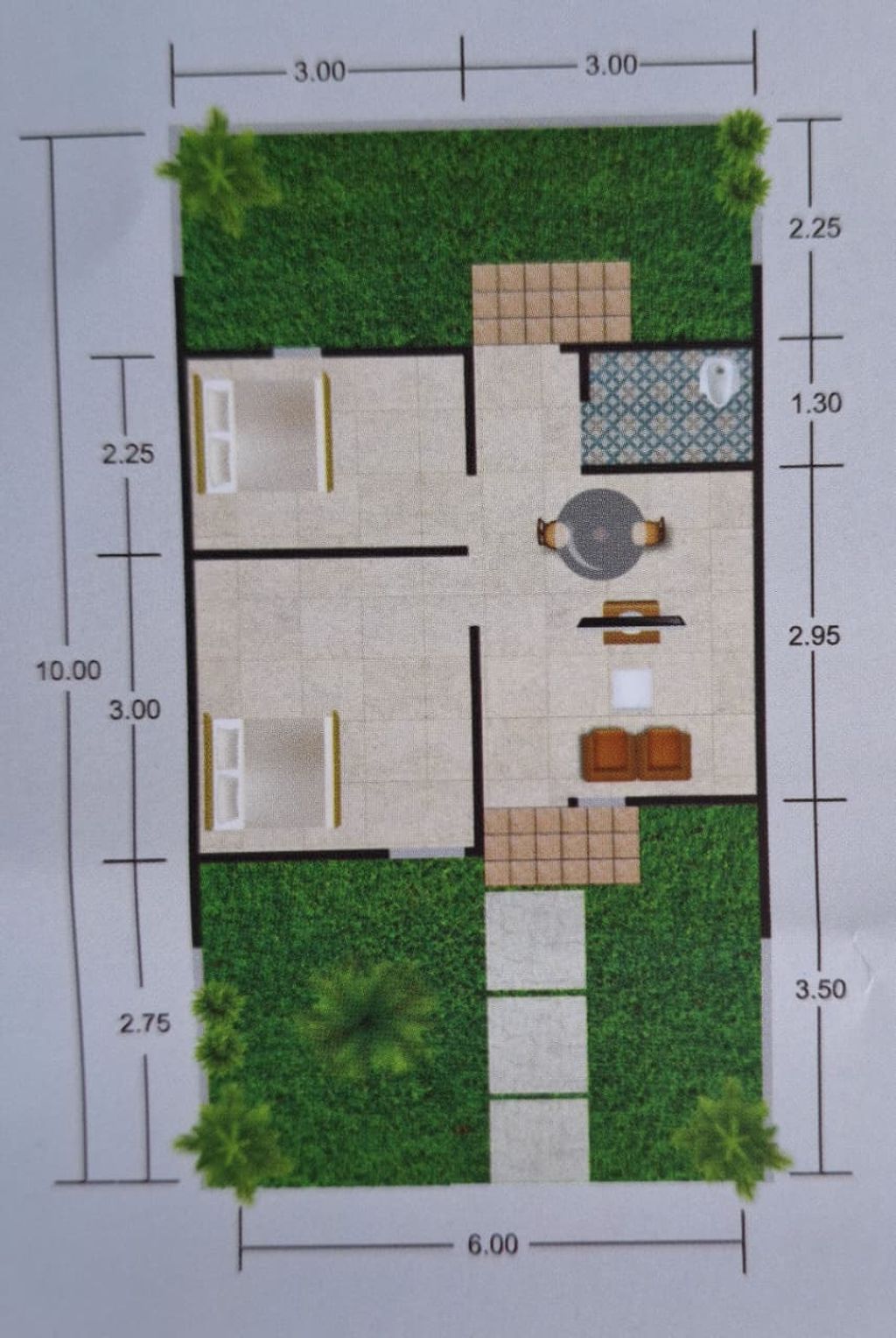 foto denah rumah tipe 28/60 perumahan CEMPAKA RESIDENCE