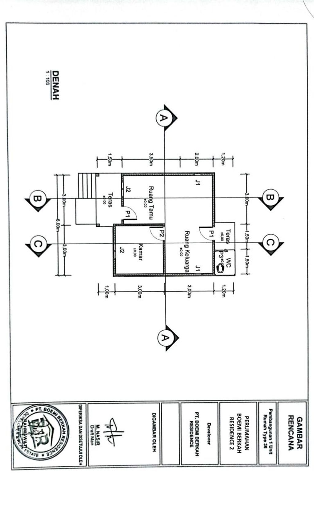 foto denah rumah tipe 36/200 perumahan Boemi Berkah Resindence 2