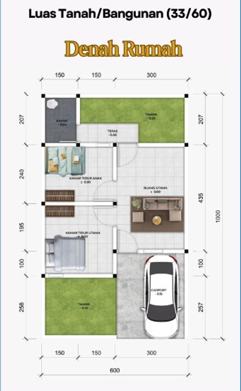 foto denah rumah tipe 33/60 perumahan Permata Residence Majalengka