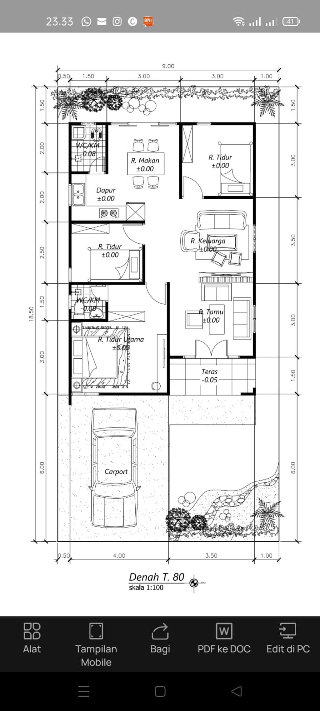 foto denah rumah tipe 80 perumahan GRAND ARFA RESIDENCE