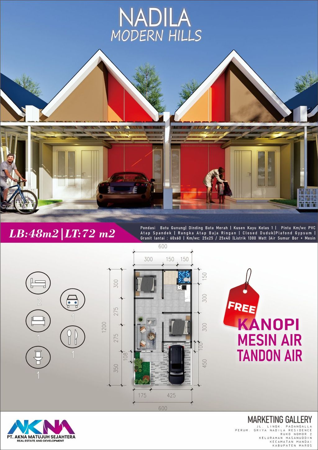 foto tampak rumah tipe CLUSTER 2 perumahan NADILA MODERN HILLS