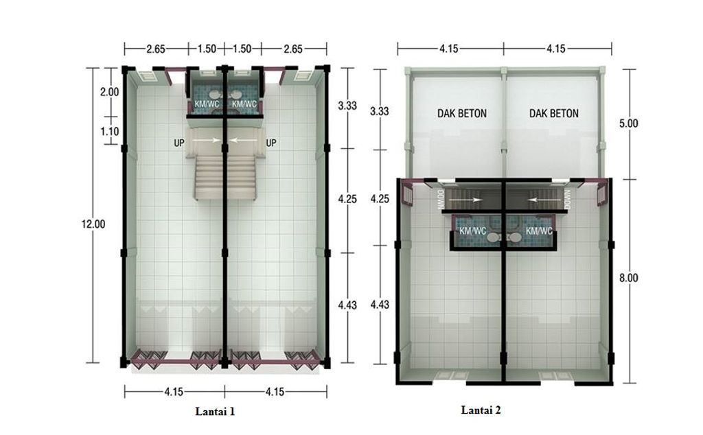 foto denah rumah tipe RUKO 3 LANTAI LB 150 perumahan MEGAH CIKARANG CENTER KOMERSIAL