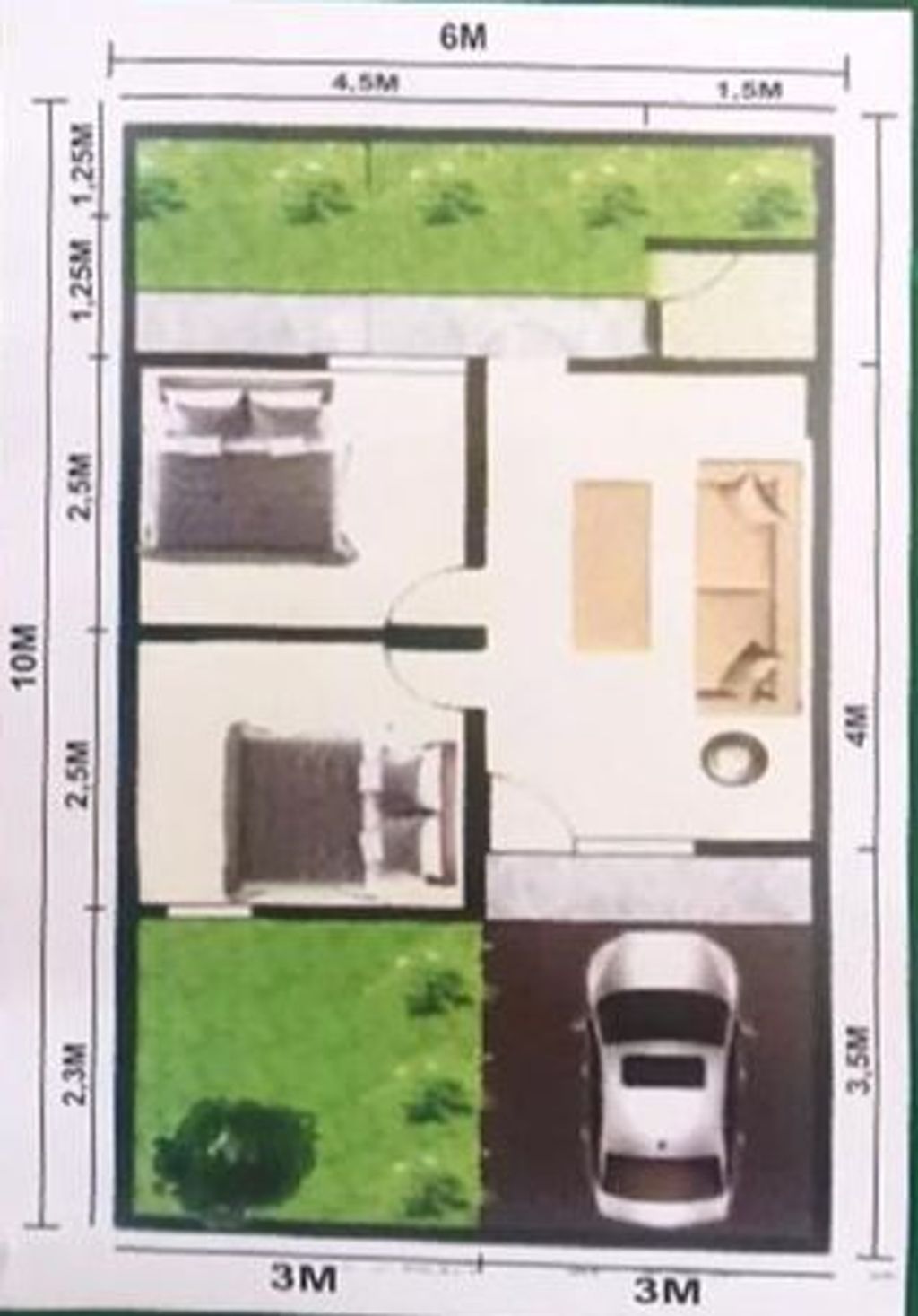 foto denah rumah tipe 30/60 perumahan GREEN PERMATA CIBUNGUR 2