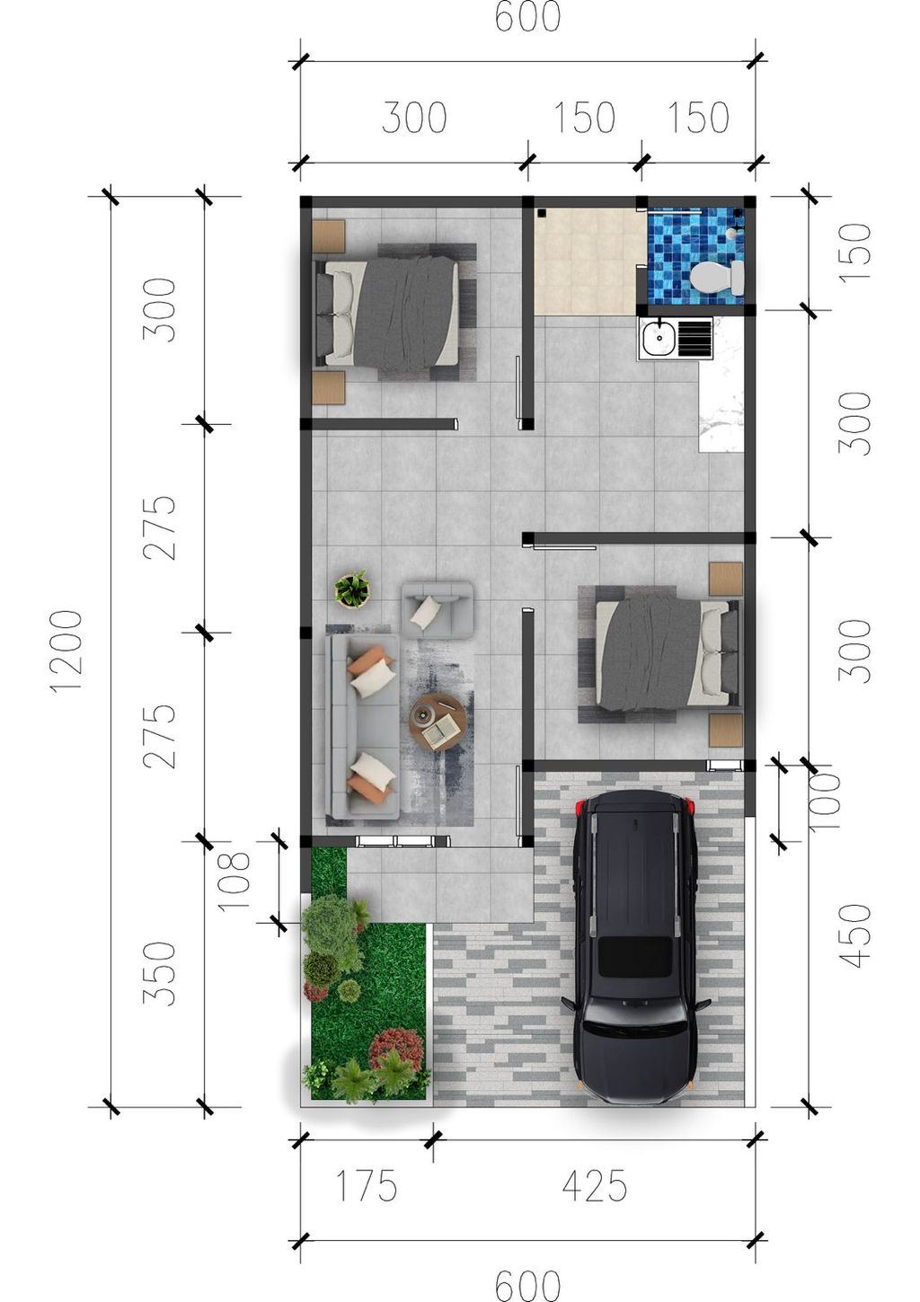 foto denah rumah tipe CLUSTER 2 perumahan NADILA MODERN HILLS