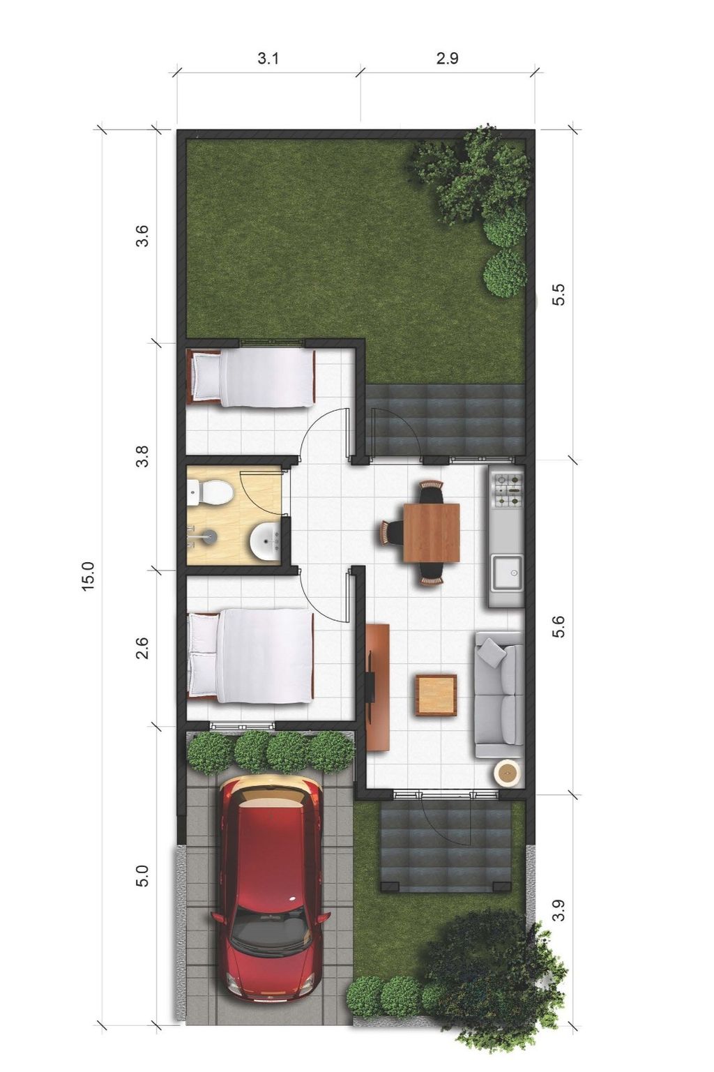 foto denah rumah tipe ALLORI perumahan ALIVIA RESIDENCE