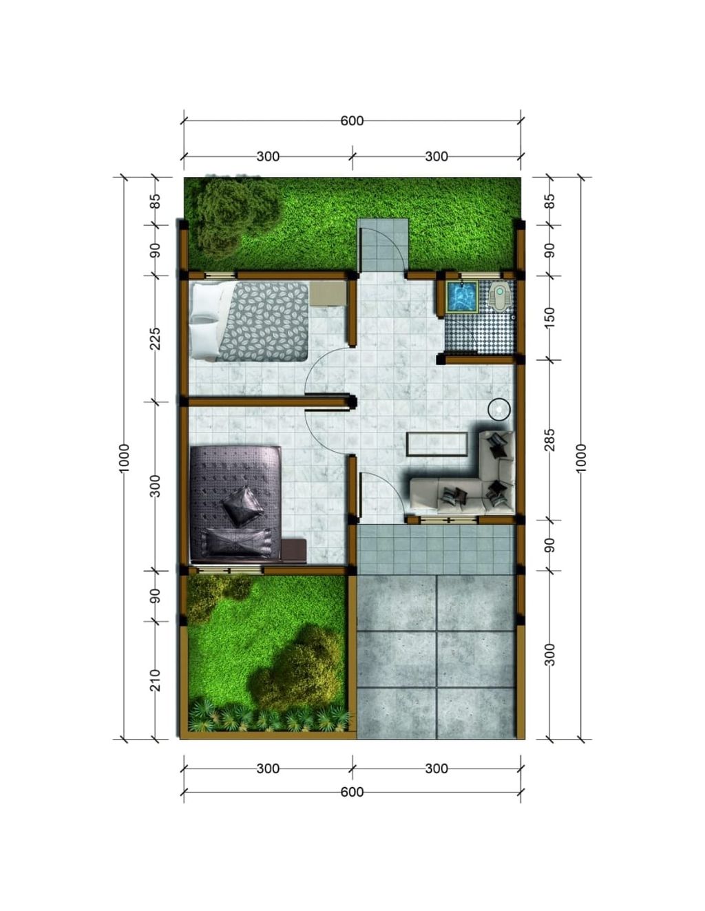 foto denah rumah tipe 30 perumahan KALIWUNGU VILLAGE 2 EXTENSION