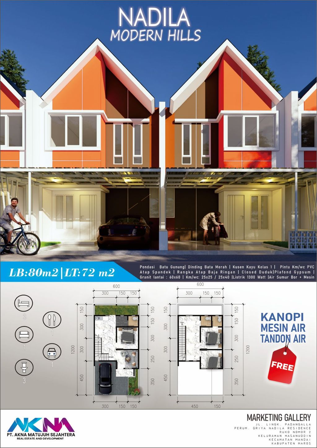 foto tampak rumah tipe CLUSTER perumahan NADILA MODERN HILLS