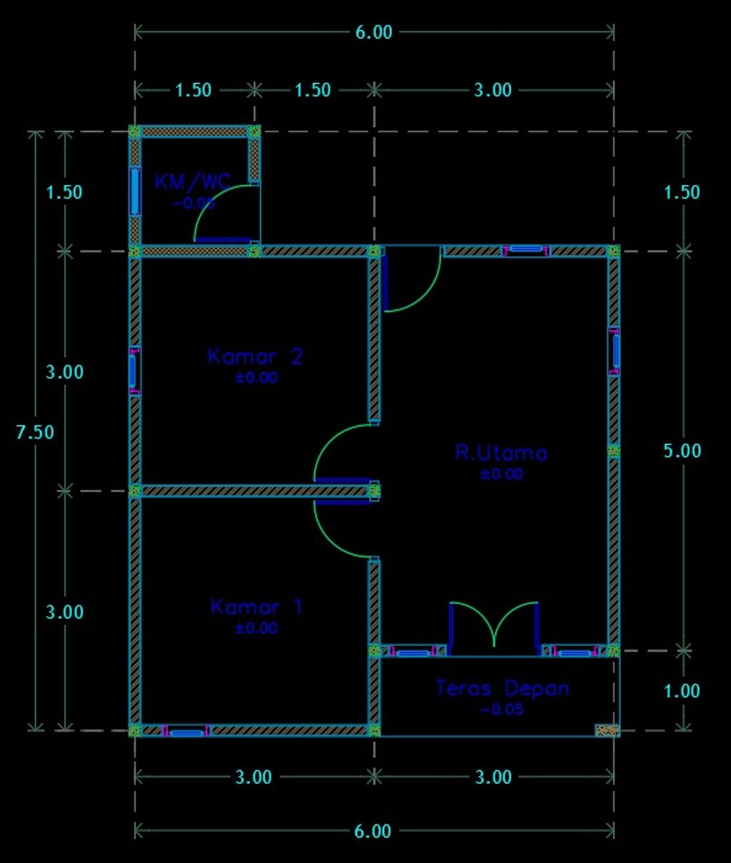 foto denah rumah tipe 36 perumahan BORNEO INDAH LAND 1