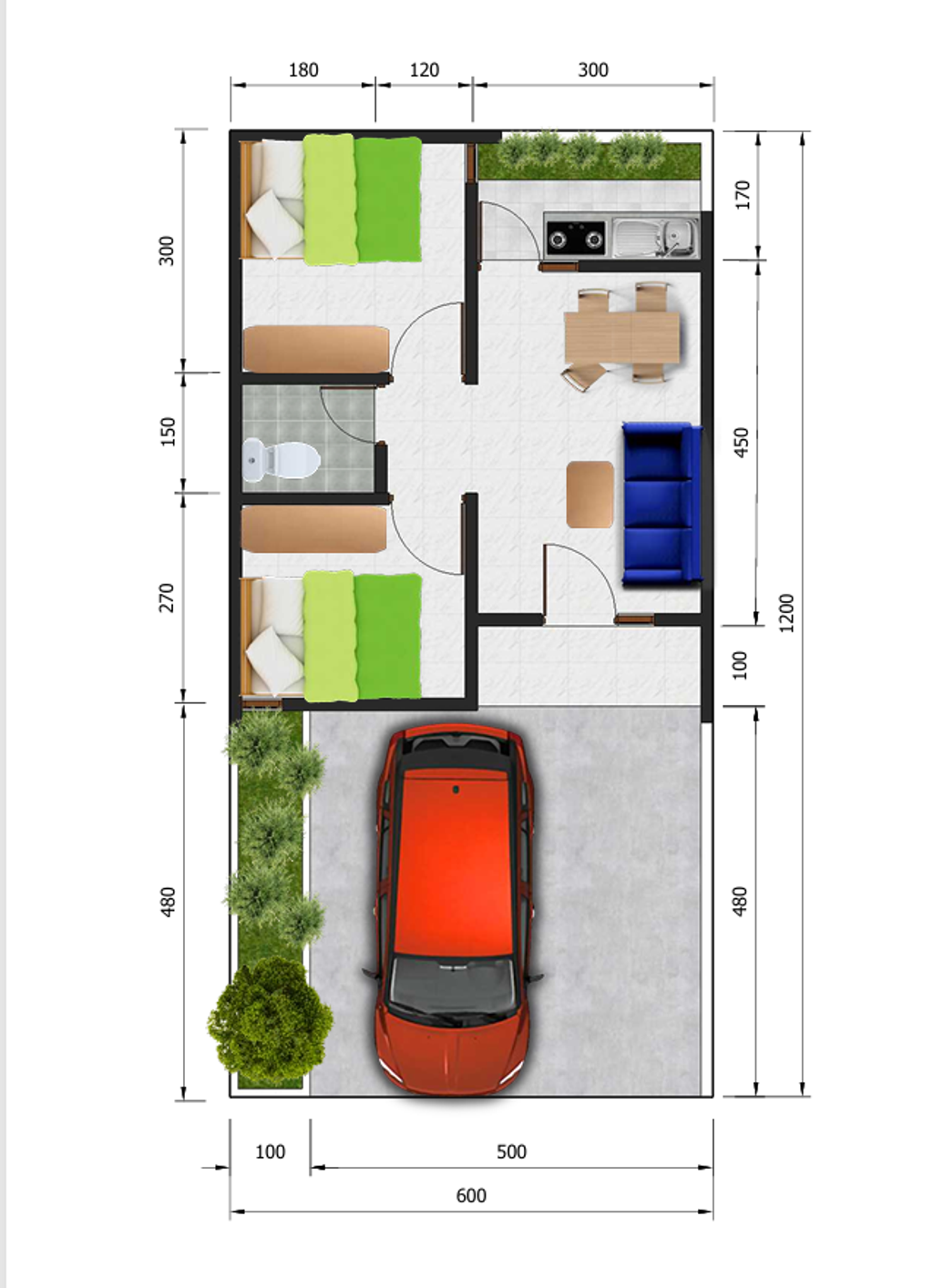foto denah rumah tipe 36/72 perumahan KALIS RESIDENCE 2