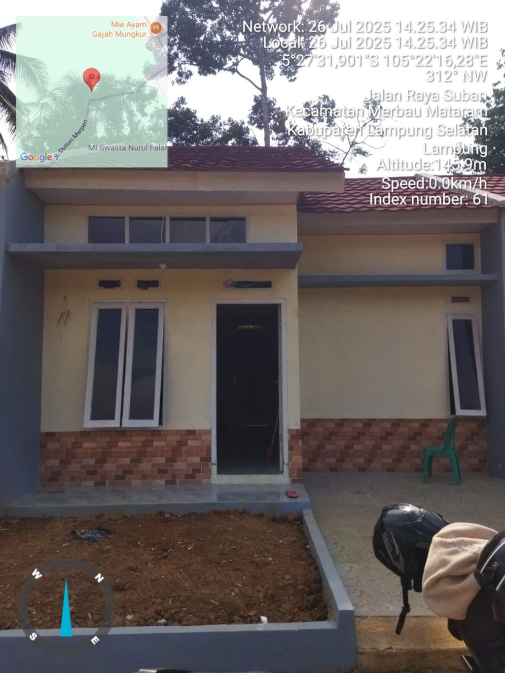 foto tampak rumah tipe 36/72 perumahan Perum Merpen Jaya