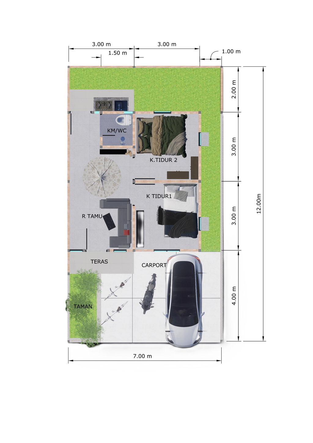 foto denah rumah tipe PIANIKA perumahan CENTER PARK MELODY