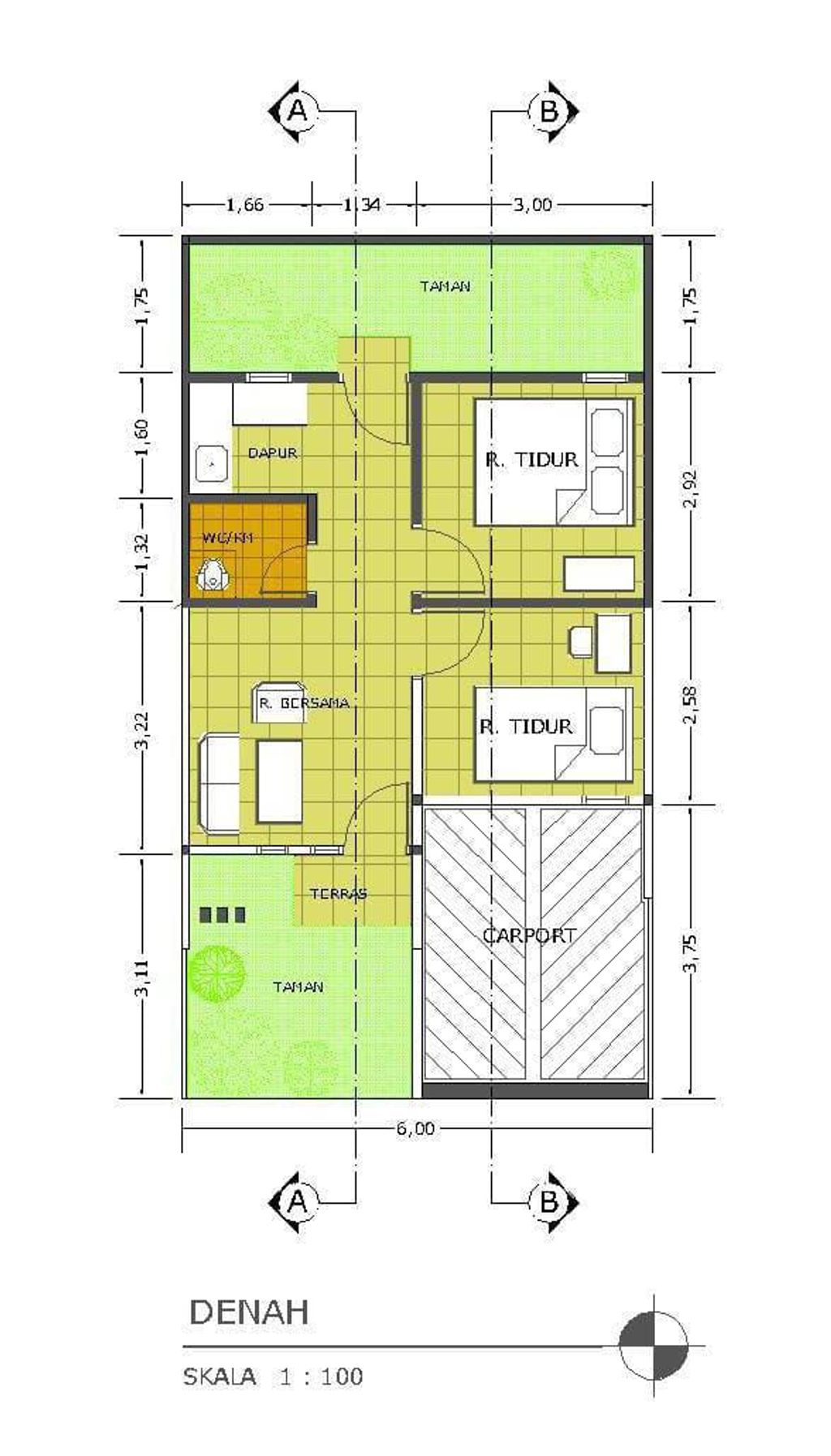 foto denah rumah tipe SUBSIDI perumahan Mutiara Regency Balokang