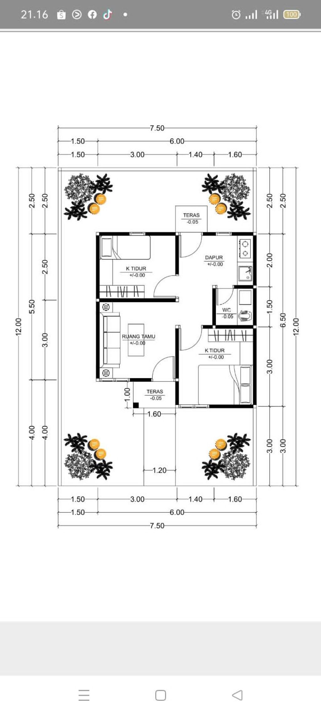 foto denah rumah tipe TULIP perumahan SUKOMORO CITY CLUSTER TULIP