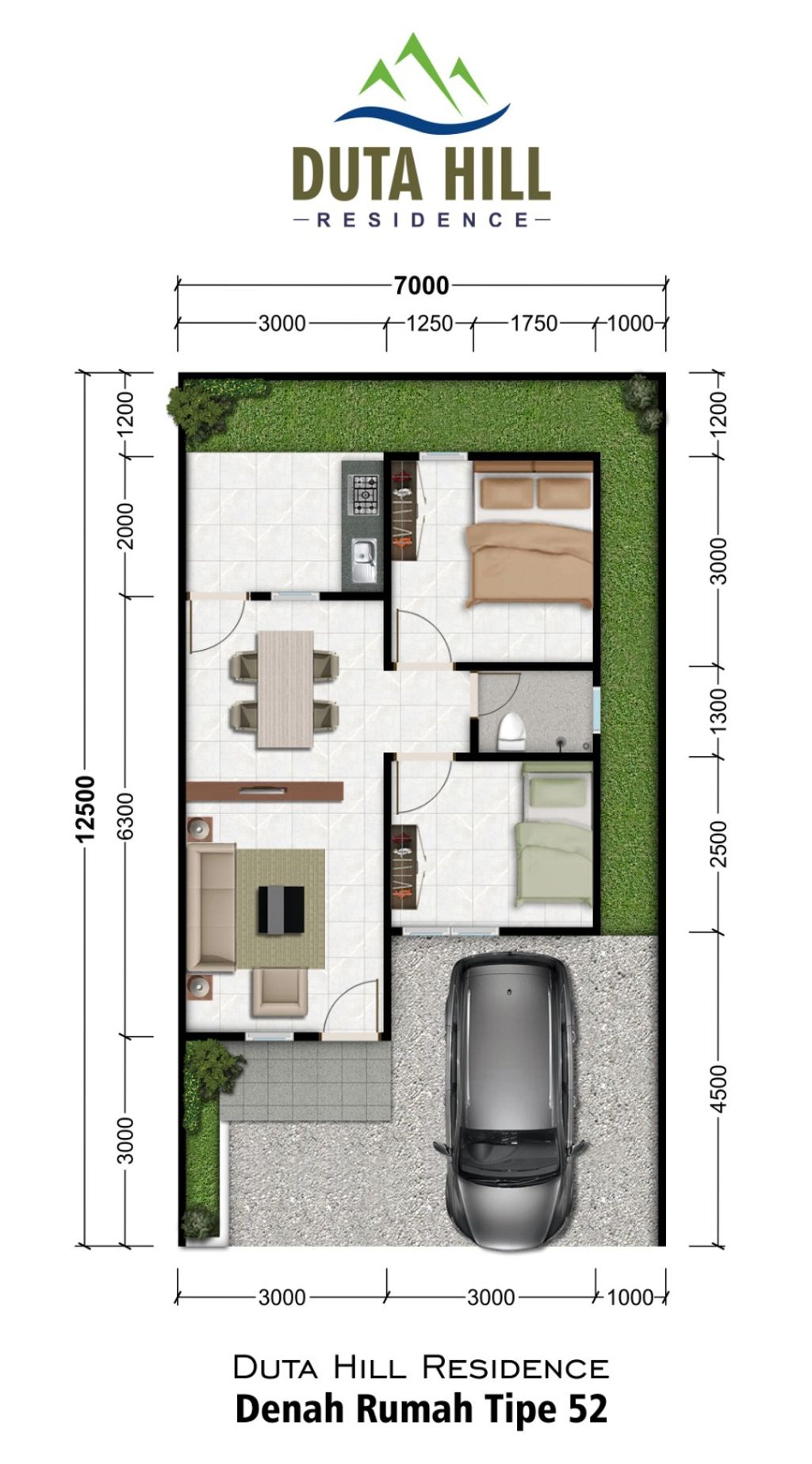 foto denah rumah tipe Rumah Tinggal 52/103 perumahan Duta Hill Residence III