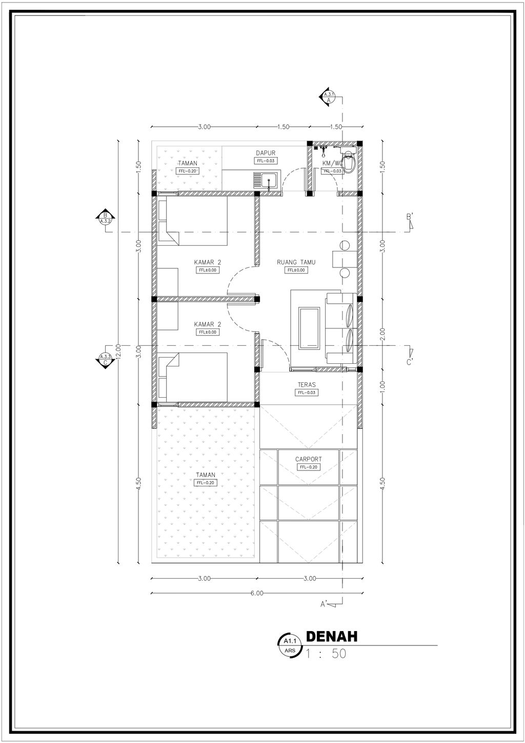 foto denah rumah tipe Subsidi 36/72 perumahan Perumahan Alam Sidosari Tahap 2