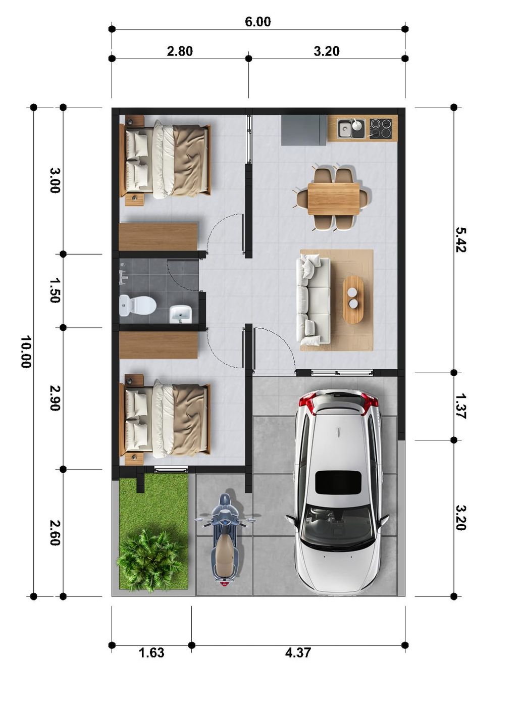 foto denah rumah tipe T.40/60 perumahan THE ONYAM RESIDENCE