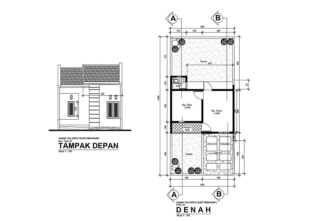 foto denah rumah tipe 25 perumahan GRAND SULAWESI BONTOMARANNU TAHAP 2
