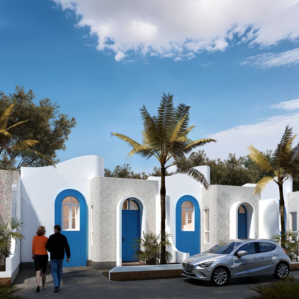 foto tampak rumah tipe Oh! Santorini perumahan Clarysa Grande