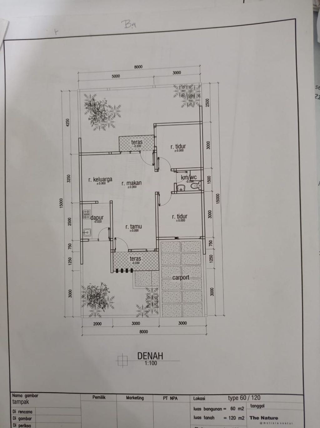 foto denah rumah tipe HE-19 perumahan Mutiara Sentul