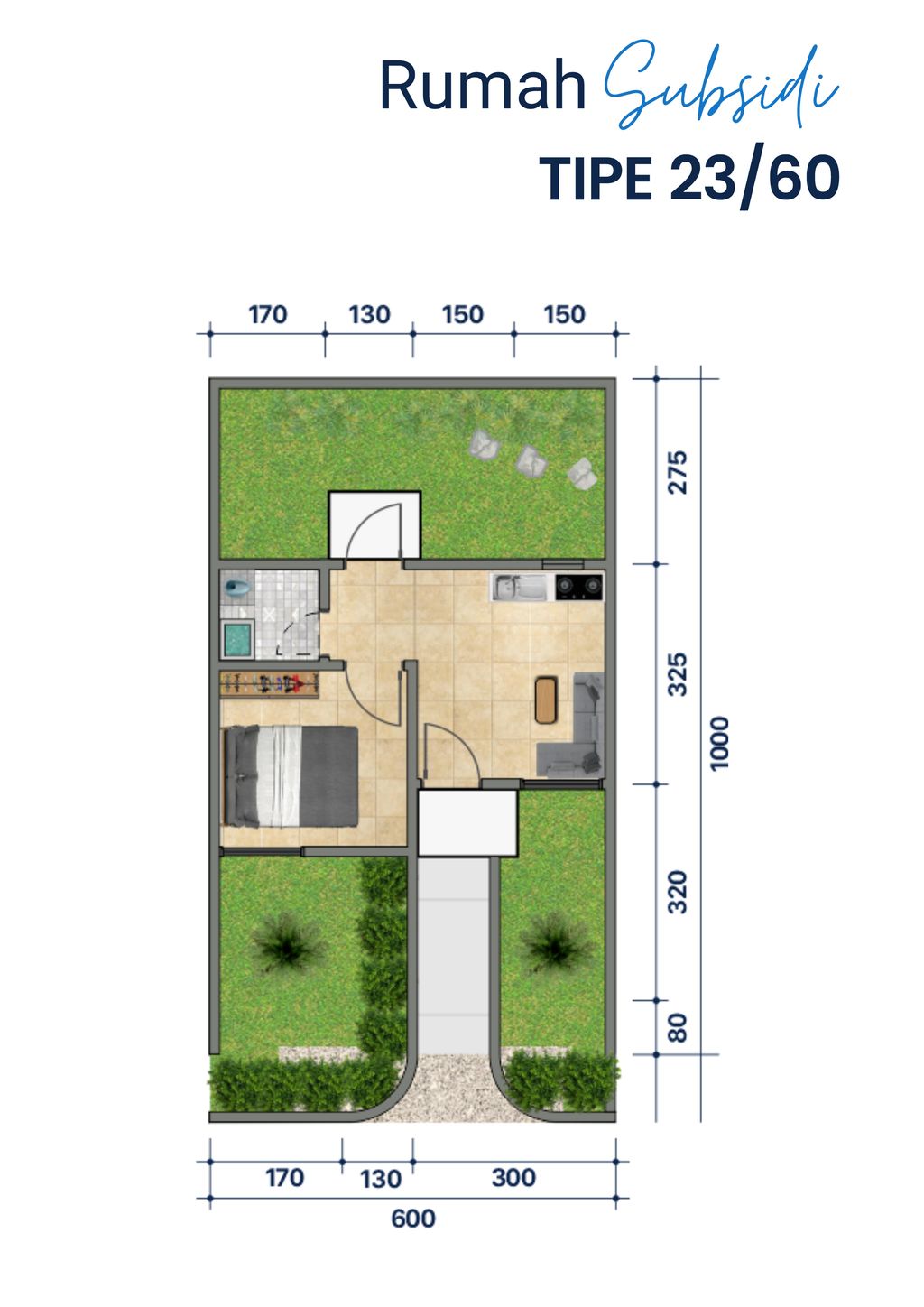 foto denah rumah tipe 23/60 perumahan CASA GRANDE RESIDENCE