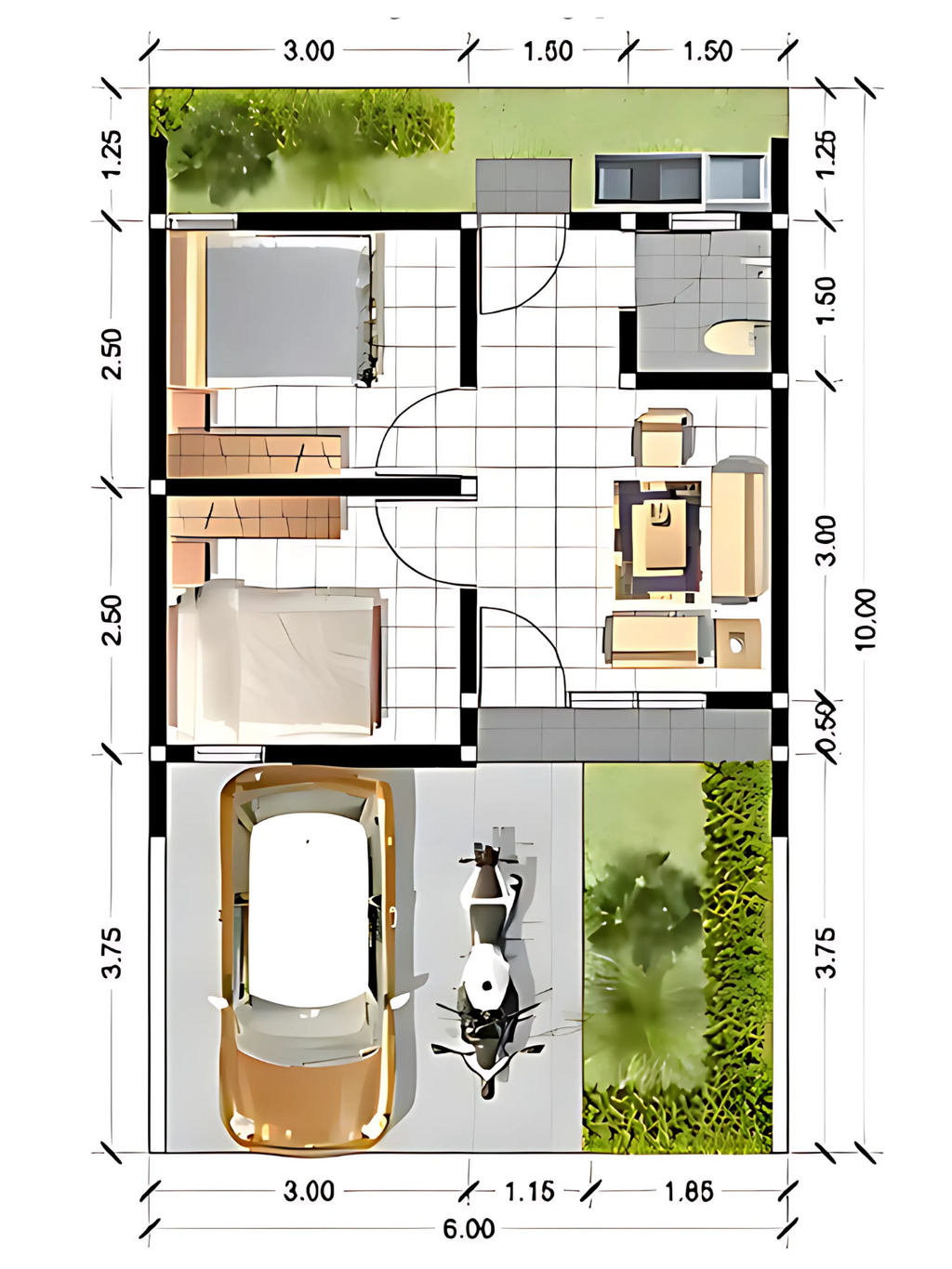 foto denah rumah tipe 30/60 perumahan Grand Pesona Residence 2
