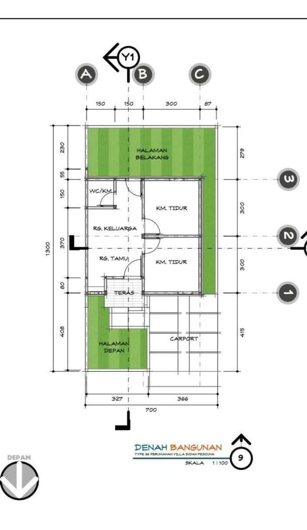 foto denah rumah tipe 36 perumahan VILLA INDAH PESOUHA