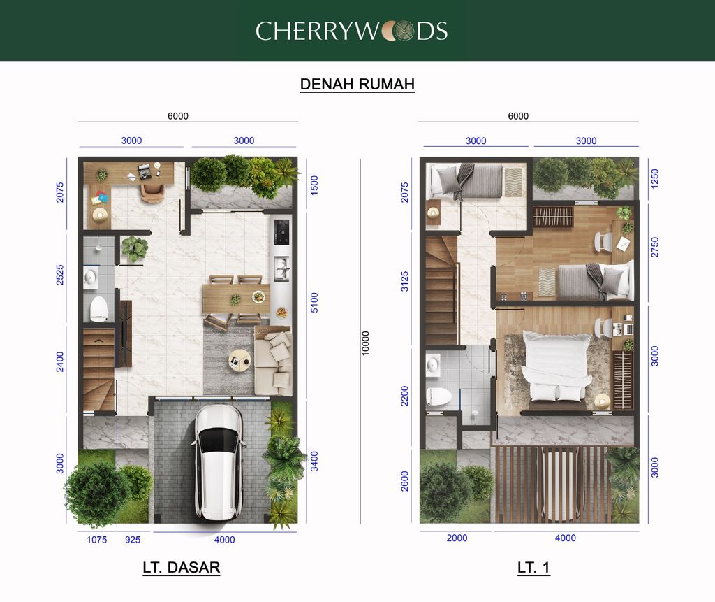 foto denah rumah tipe Cherrywoods 72 perumahan CHERRYWOODS BINTARO